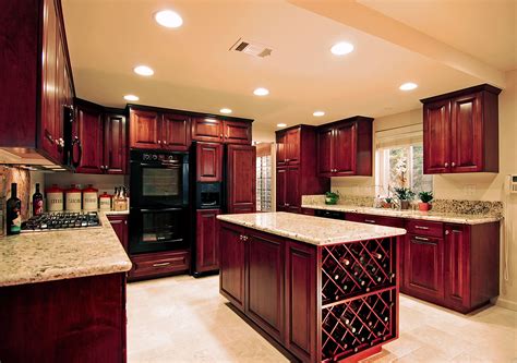 kitchen with dark wood cabinet and stainless steel|dark red kitchen cabinets.